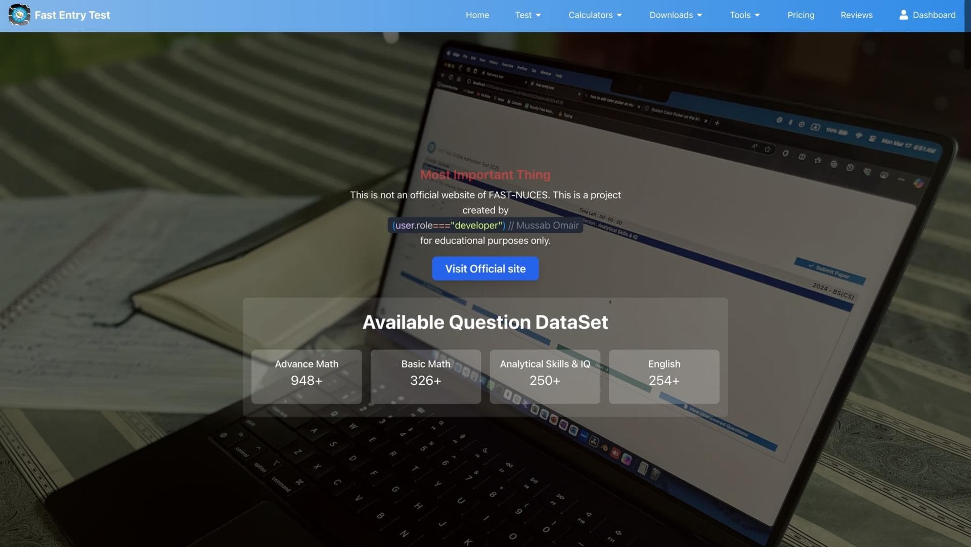 Fast Entry Test — Academic Testing Platform screenshot
