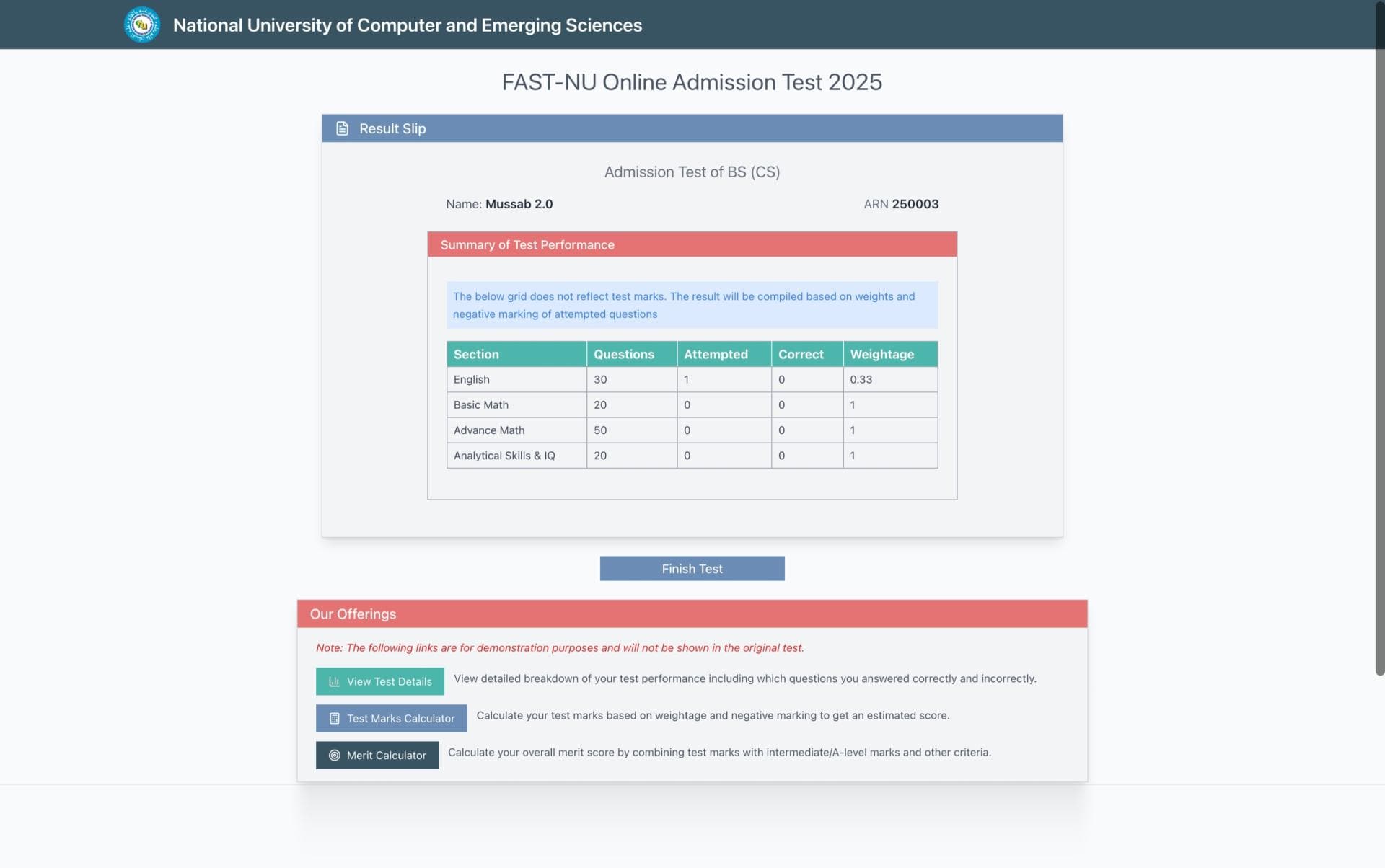 Fast Entry Test — Academic Testing Platform screenshot 5