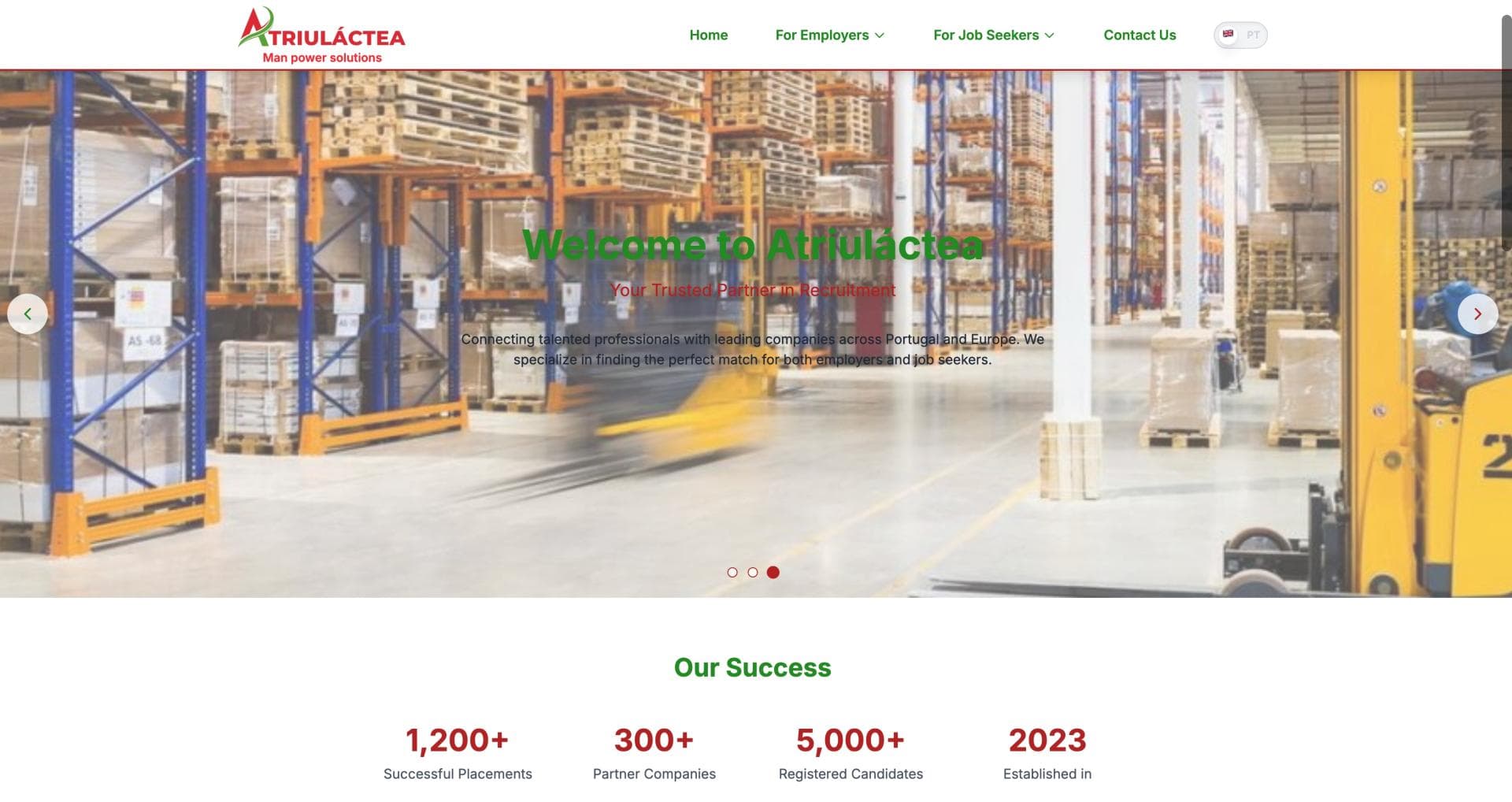 Atriulactea — European Recruitment Portal screenshot